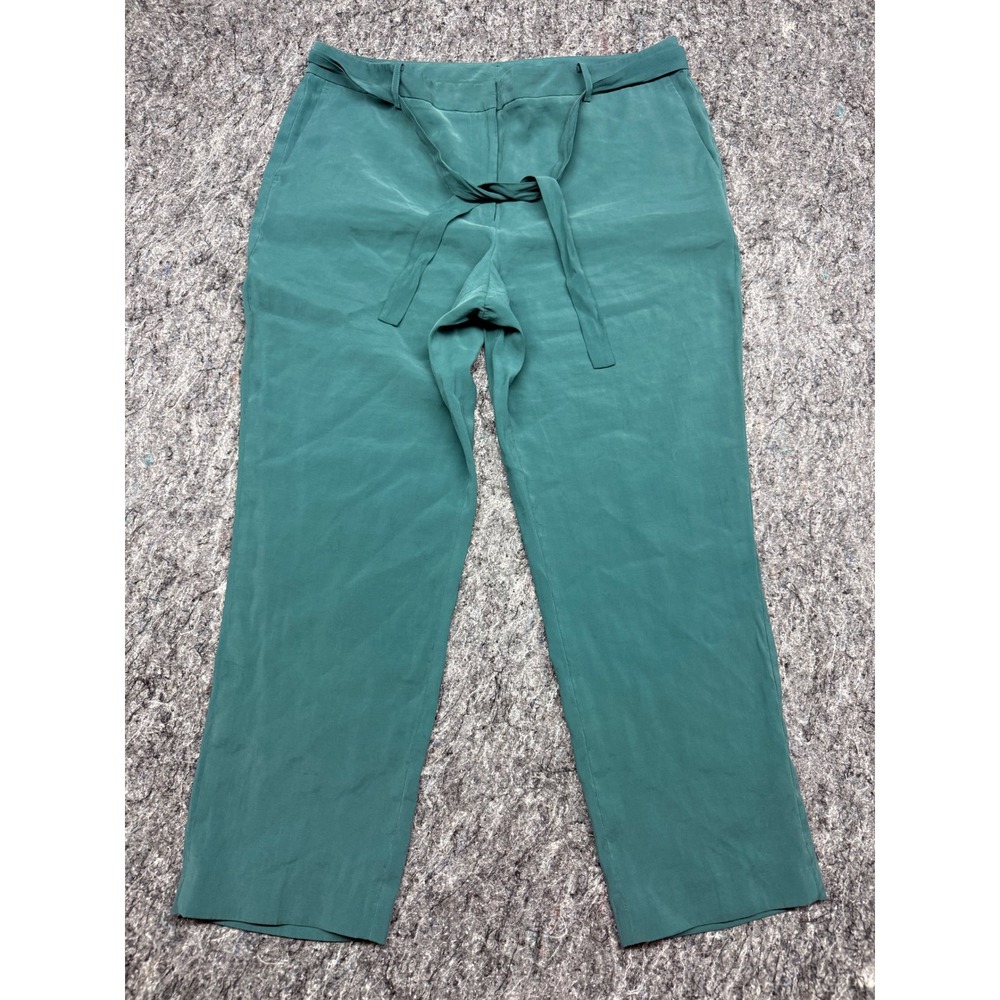 DKNY Womens Teal‎ Green Tie Waist Straight Leg Trousers Pants Size 16